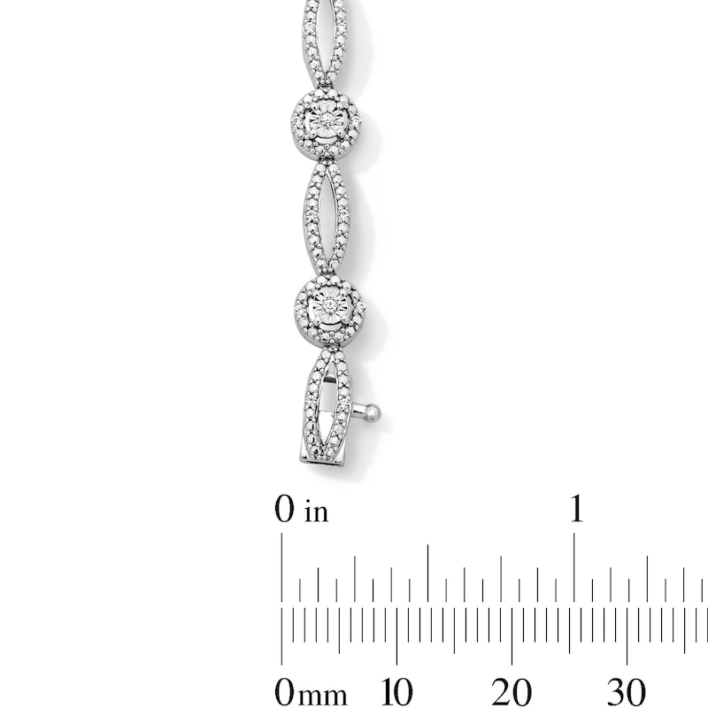 0.25 CT. T.W. Diamond Marquise and Round Link Bracelet in Sterling Silver