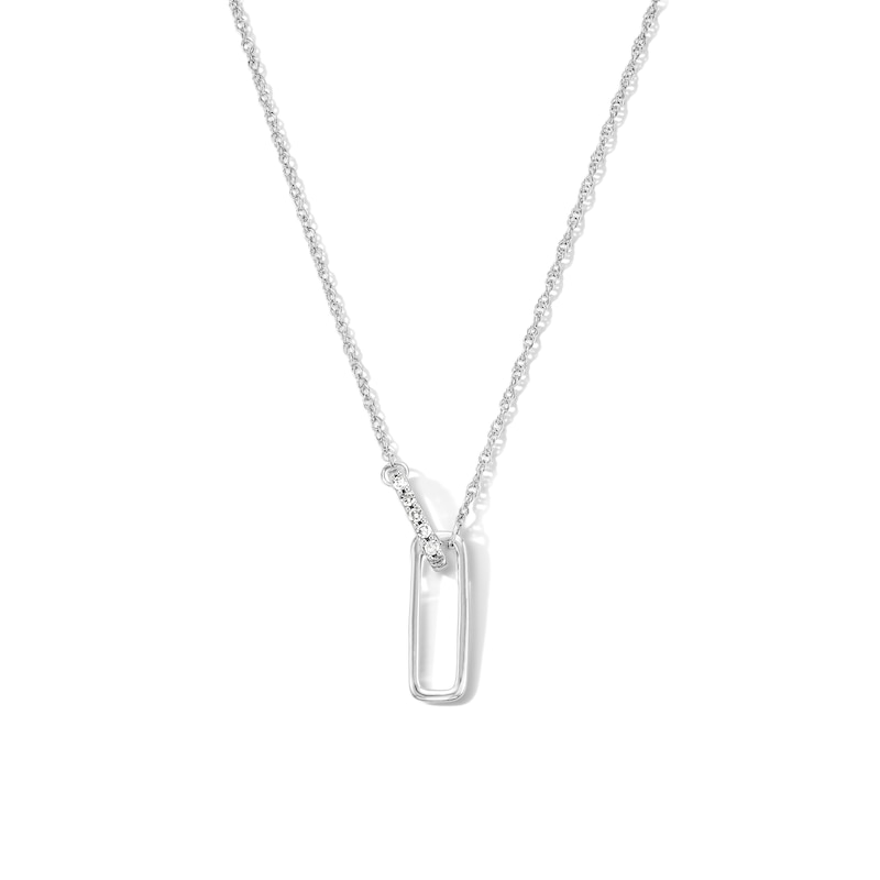 0.05 CT. T.W. Diamond Paper Clip Link Pendant in Sterling Silver