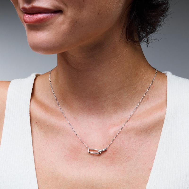 0.05 CT. T.W. Diamond Paper Clip Link Pendant in Sterling Silver