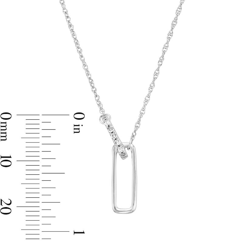 0.05 CT. T.W. Diamond Paper Clip Link Pendant in Sterling Silver