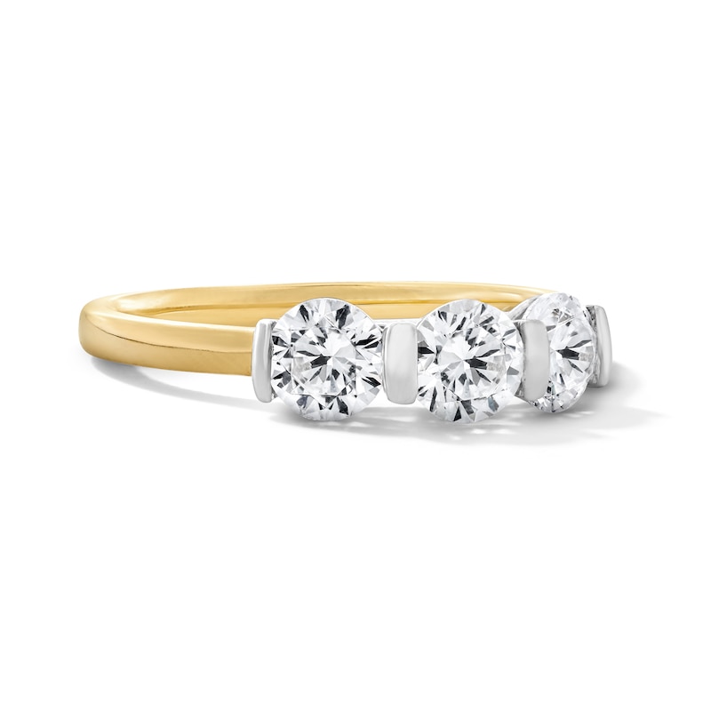 Main Image 4 of 1.00 CT. T.W. Certified Lab-Grown Diamond Channel-Set Three-Stone Band in 14K Gold (F/VS2)