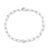 Thumbnail Image 1 of 0.25 CT. T.W. Certified Lab-Grown Diamond Solitaire Paper Clip Chain Bracelet in Sterling Silver (F/SI2) - 7.5”
