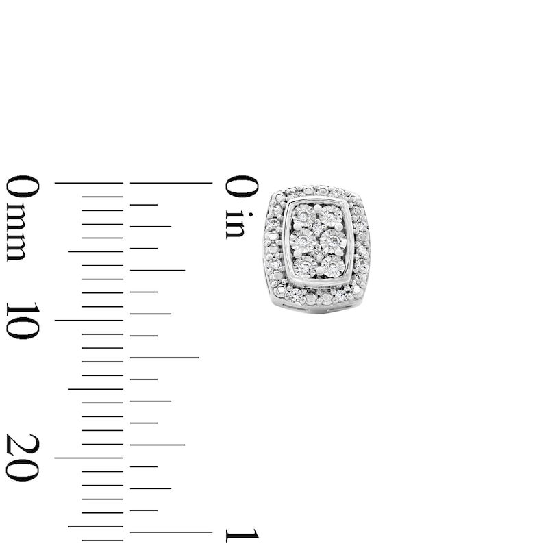 Main Image 3 of 0.15 CT. T.W. Certified Lab-Grown Diamond Multi-Stone Cushion Frame Earrings in Sterling Silver (F/SI2)