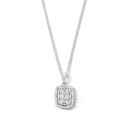 0.10 CT. T.W. Certified Lab-Grown Diamond Multi-Stone Cushion Frame Pendant in Sterling Silver (F/SI2)