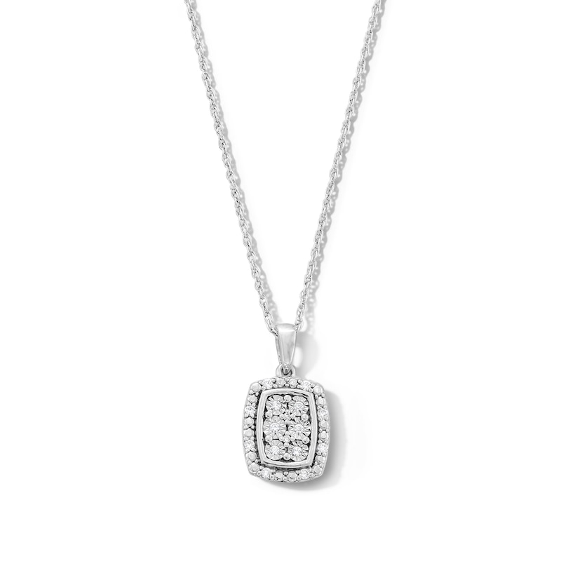 Main Image 1 of 0.10 CT. T.W. Certified Lab-Grown Diamond Multi-Stone Cushion Frame Pendant in Sterling Silver (F/SI2)