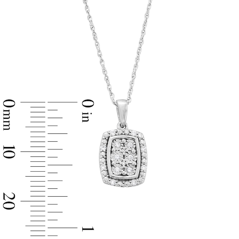 Main Image 3 of 0.10 CT. T.W. Certified Lab-Grown Diamond Multi-Stone Cushion Frame Pendant in Sterling Silver (F/SI2)