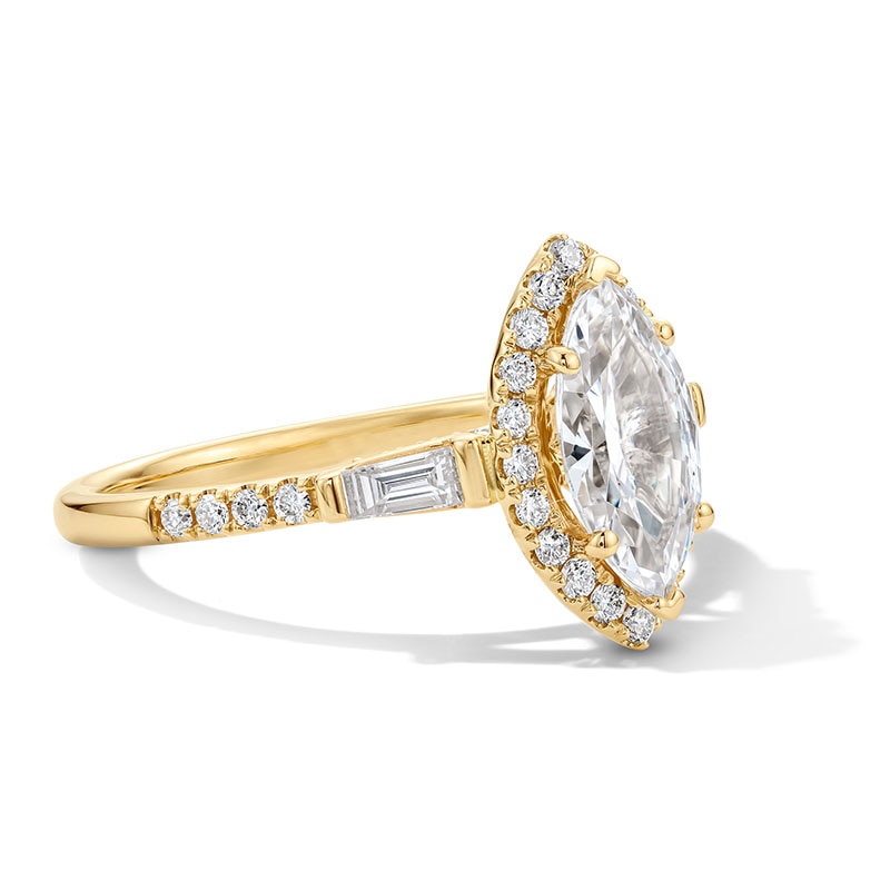 Main Image 3 of 1.50 CT. T.W. Marquise-Cut Certified Lab-Grown Diamond Frame Engagement Ring in 14K  Gold (F/VS2)