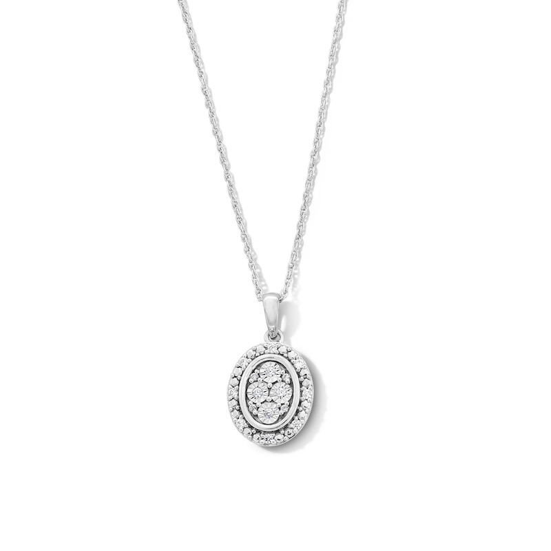 Main Image 1 of 0.10 CT. T.W. Certified Lab-Grown Diamond Multi-Stone Oval Frame Pendant in Sterling Silver (F/SI2)