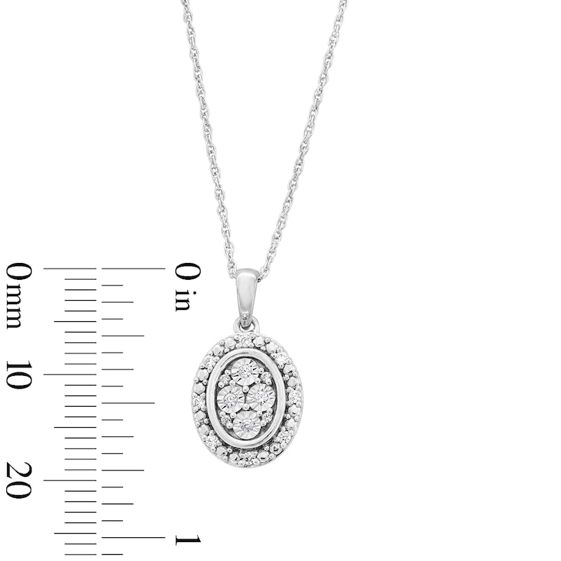 Main Image 3 of 0.10 CT. T.W. Certified Lab-Grown Diamond Multi-Stone Oval Frame Pendant in Sterling Silver (F/SI2)
