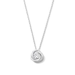 0.40 CT. T.W. Certified Lab-Grown Diamond Solitaire Swirl Pendant in Sterling Silver (F/SI2)