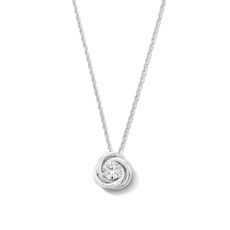 0.40 CT. T.W. Certified Lab-Grown Diamond Solitaire Swirl Pendant in Sterling Silver (F/SI2)