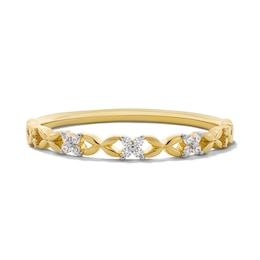 Diamond Accent Flower Anniversary Ring in 10K Yellow Gold