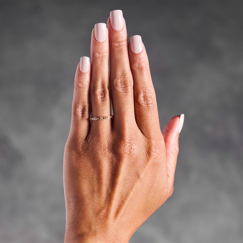 Diamond Accent Flower Anniversary Ring 10K Yellow Gold