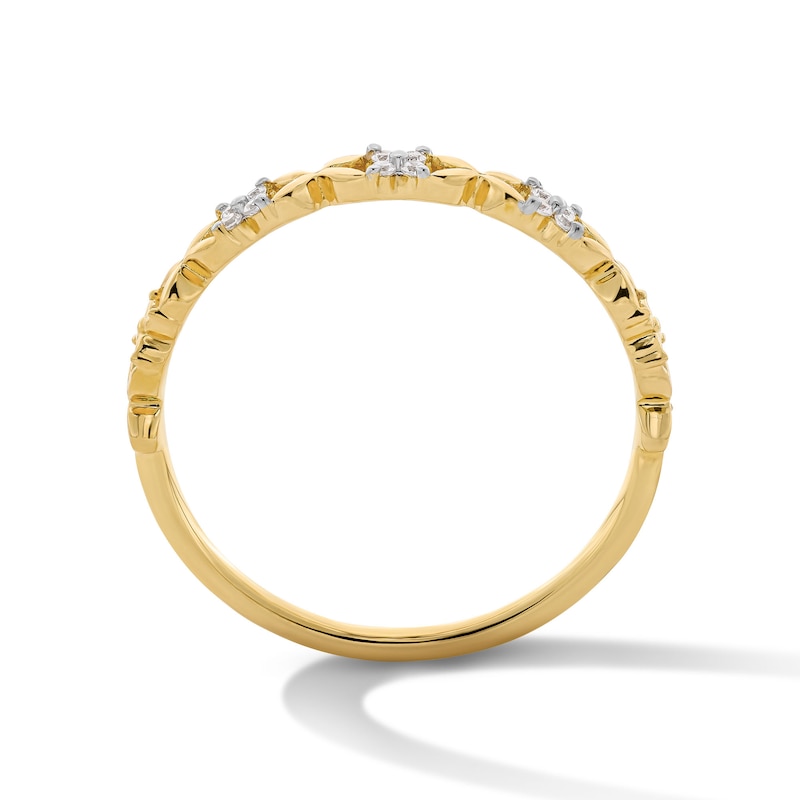 Diamond Accent Flower Anniversary Ring 10K Yellow Gold