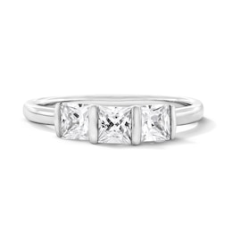 1.00 CT. T.W. Princess-Cut Certified Lab-Grown Diamond Channel-Set Three-Stone Band in 14K White Gold (F/VS2)