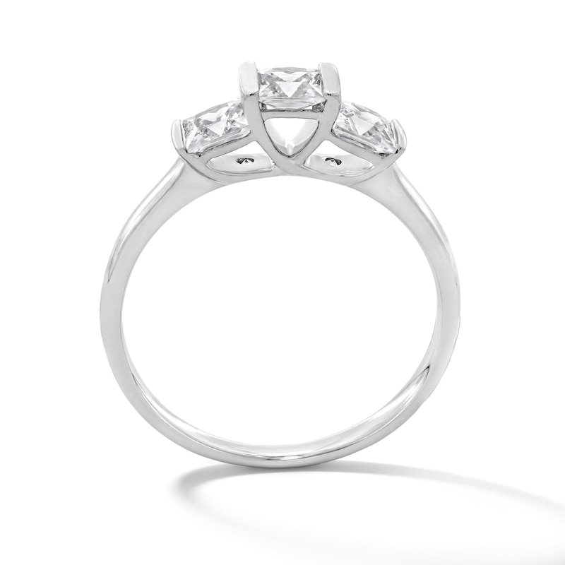 Main Image 3 of 1.00 CT. T.W. Princess-Cut Certified Lab-Grown Diamond Channel-Set Three-Stone Band in 14K White Gold (F/VS2)