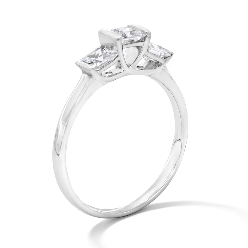 Main Image 5 of 1.00 CT. T.W. Princess-Cut Certified Lab-Grown Diamond Channel-Set Three-Stone Band in 14K White Gold (F/VS2)