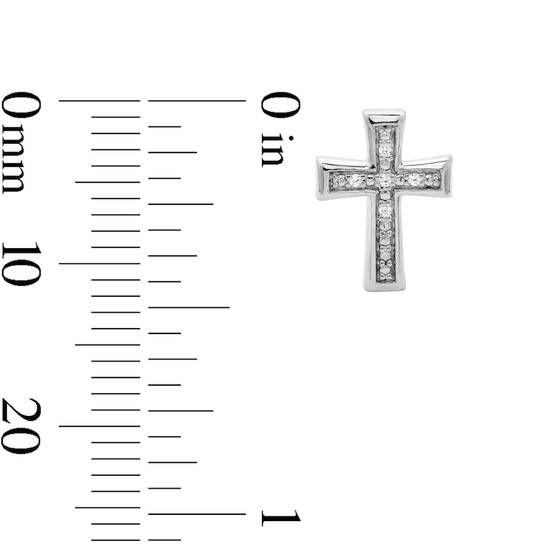 Main Image 2 of Diamond-Accent Cross Stud Earrings in Sterling Silver