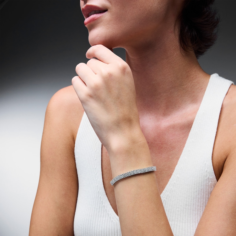 6.00 CT. T.W. Certified Lab-Grown Diamond Three-Row Tennis Bracelet in Sterling Silver (F/SI2)