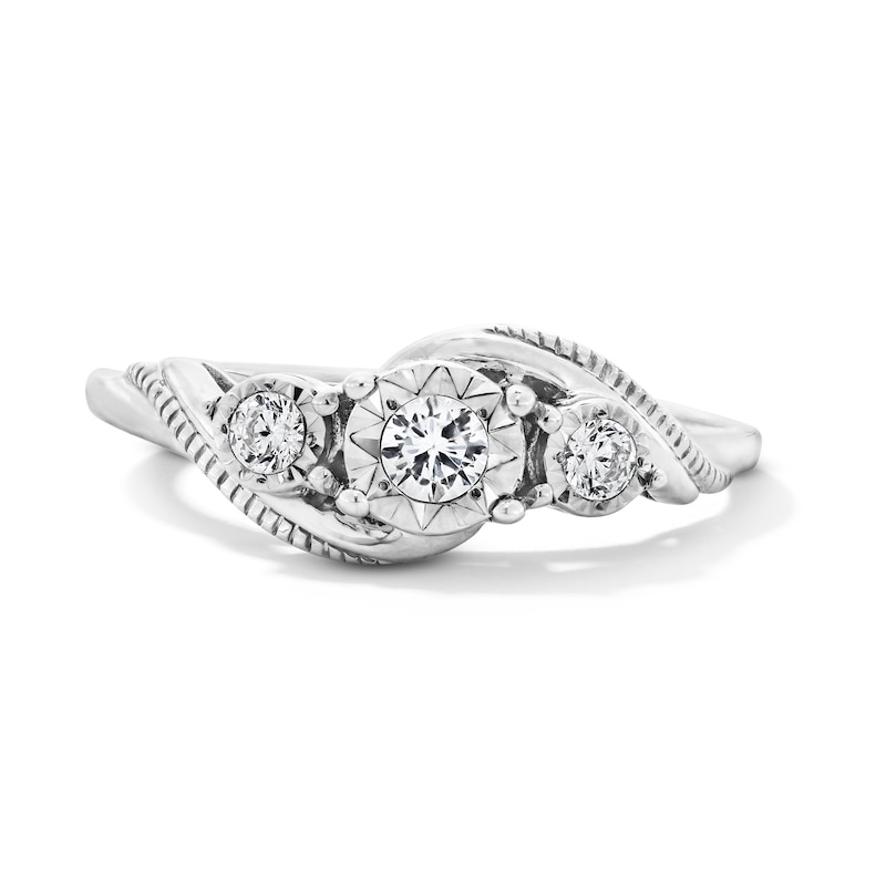 Main Image 1 of 0.20 CT. T.W. Diamond Three-Stone Engagement Ring in 10K White Gold (J/I3)