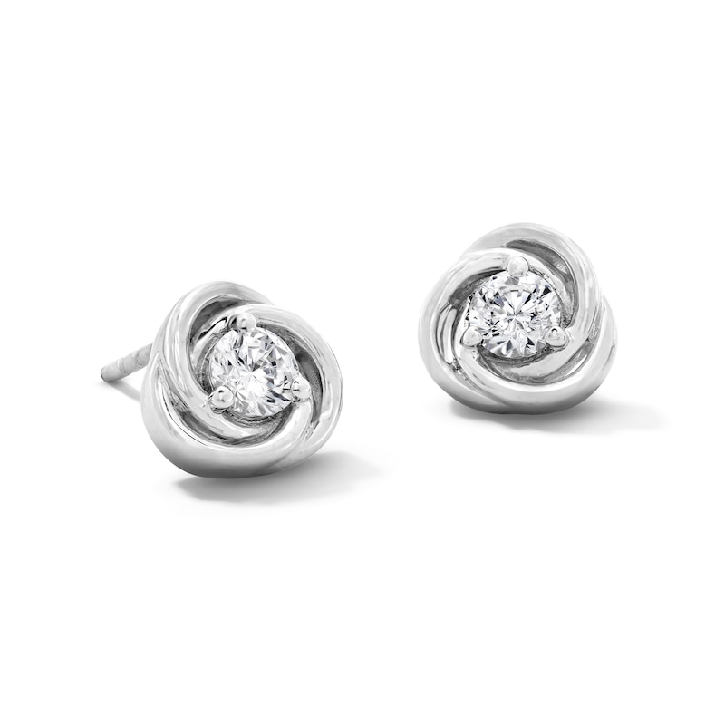 Main Image 1 of 0.30 CT. T.W. Certified Lab-Grown Diamond Solitaire Swirl Stud Earrings in Sterling Silver (F/SI2)