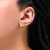 Thumbnail Image 2 of 0.30 CT. T.W. Certified Lab-Grown Diamond Solitaire Swirl Stud Earrings in Sterling Silver (F/SI2)