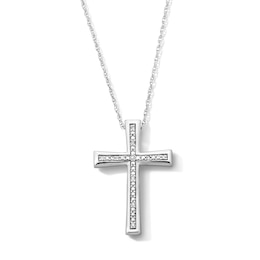 Diamond-Accent Cross Pendant in Sterling Silver