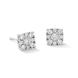 0.50 CT. T.W. Certified Lab-Grown Diamond Cushion-Frame Stud Earrings in Sterling Silver (F/SI2)