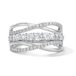 1.00 CT. T.W. Diamond Crossover Fashion Ring in 10K White Gold