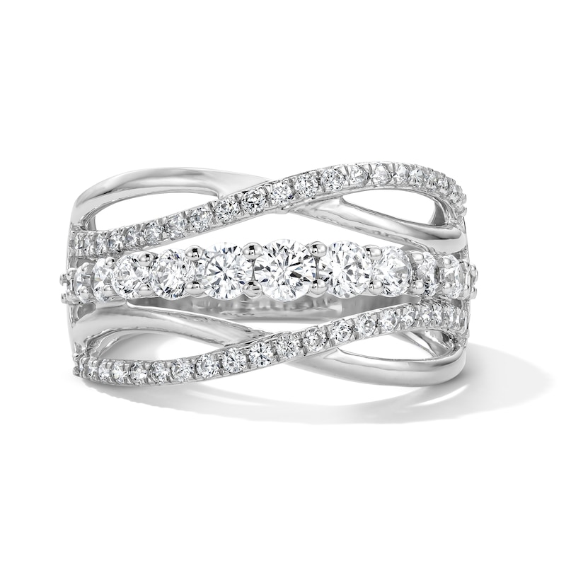 1.00 CT. T.W. Diamond Crossover Fashion Ring 10K White Gold
