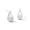 Thumbnail Image 1 of 0.20 CT. T.W. Certified Lab-Grown Diamond Solitaire Teardrop Frame Earrings in Sterling Silver (F/SI2)