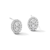 Thumbnail Image 1 of 0.15 CT. T.W. Certified Lab-Grown Diamond Multi-Stone Oval Frame Earrings in Sterling Silver (F/SI2)