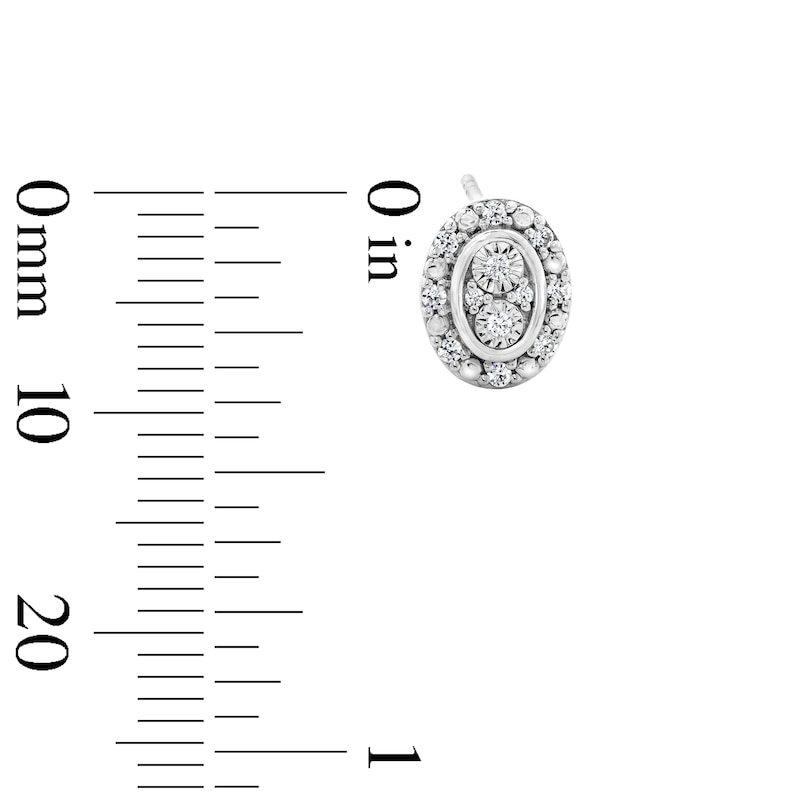 Main Image 3 of 0.15 CT. T.W. Certified Lab-Grown Diamond Multi-Stone Oval Frame Earrings in Sterling Silver (F/SI2)