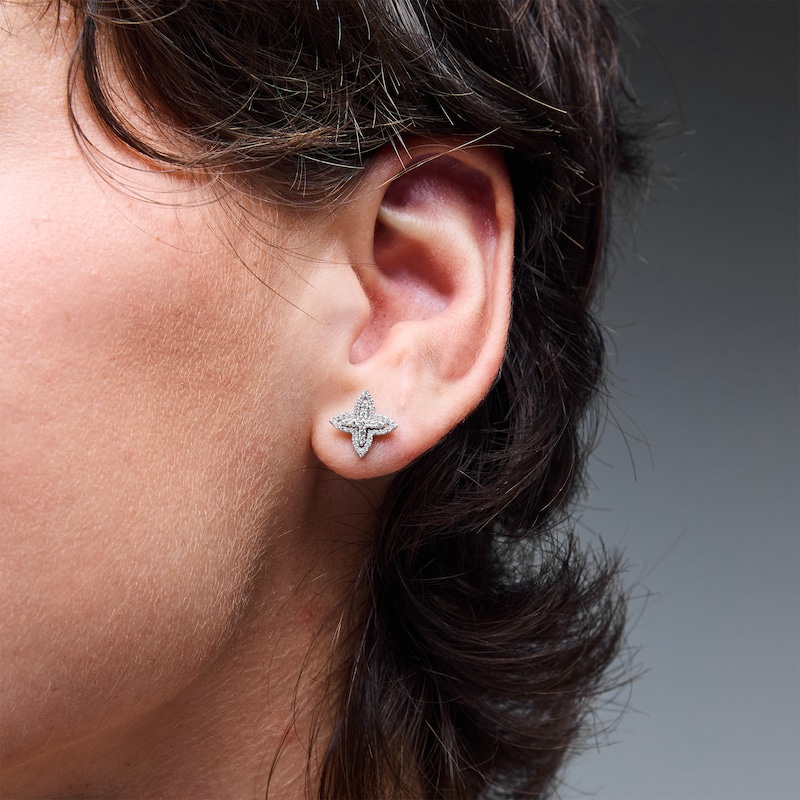 Main Image 2 of 0.30 CT. T.W. Certified Lab-Grown Diamond Butterfly Stud Earrings in Sterling Silver (F/SI2)