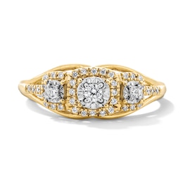 0.20 CT. T.W. Diamond Frame Three-Stone Engagement  Ring in 10K Gold