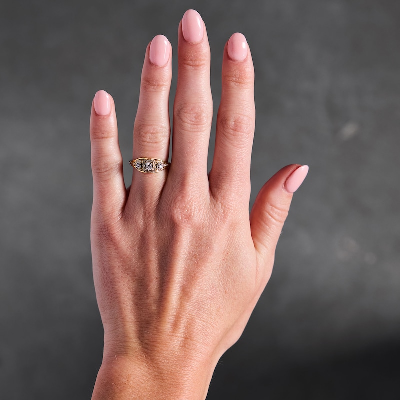 Main Image 2 of 0.20 CT. T.W. Diamond Frame Three-Stone Engagement  Ring in 10K Gold