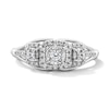Thumbnail Image 1 of 0.20 CT. T.W. Diamond Frame Three-Stone Engagement  Ring in 10K White Gold