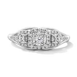 0.20 CT. T.W. Diamond Frame Three-Stone Engagement  Ring in 10K White Gold