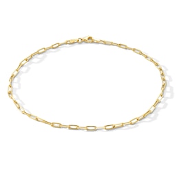 Paper Clip Chain Anklet in Hollow 10K Gold - 10"