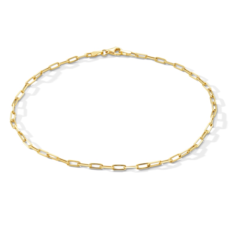 Main Image 1 of Paper Clip Chain Anklet in Hollow 10K Gold - 10"