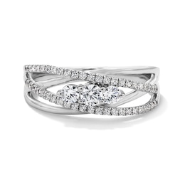 0.50 CT.T.W. Diamond Three-Stone Crossover Ring in Sterling Silver