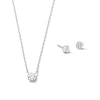 Thumbnail Image 1 of 1.00 CT. T.W. Certified Lab-Grown Diamond Solitaire Necklace and Stud Earrings Set in Sterling Silver (F/SI2)