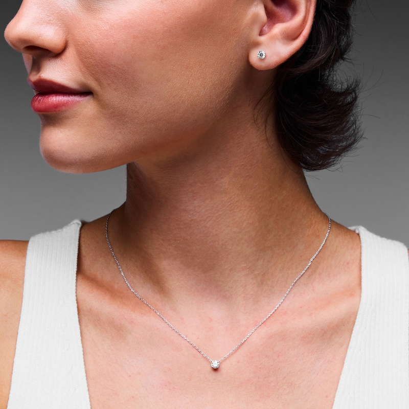1.00 CT. T.W. Certified Lab-Grown Diamond Solitaire Necklace and Stud Earrings Set in Sterling Silver (F/SI2)