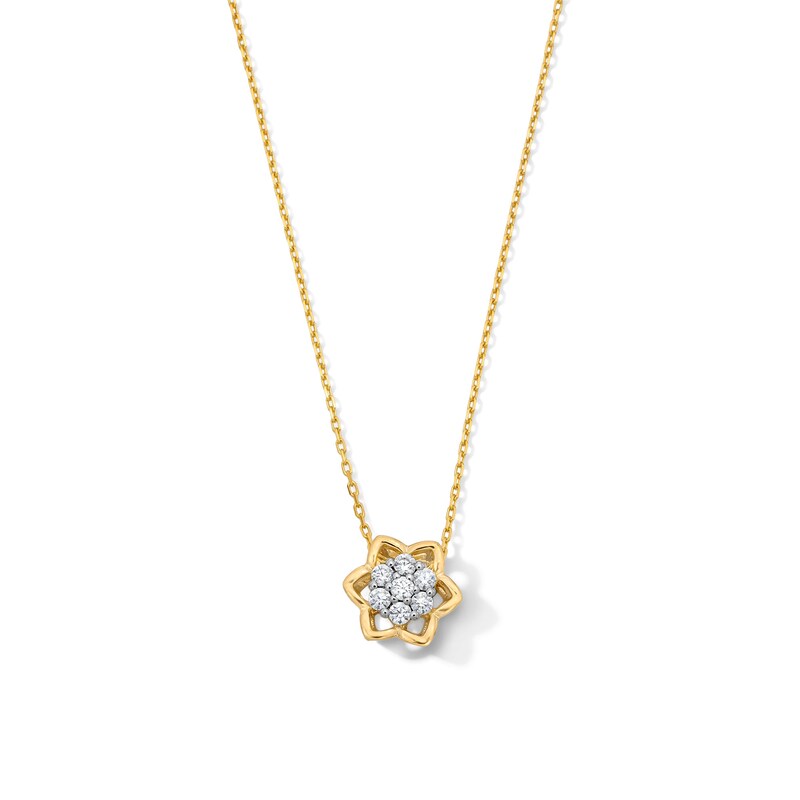 0.18 CT. T.W. Certified Lab-Grown Diamond Flower Pendant in 18K Gold (F/VS2)