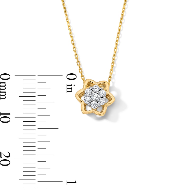 0.18 CT. T.W. Certified Lab-Grown Diamond Flower Pendant in 18K Gold (F/VS2)