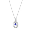 Thumbnail Image 1 of Blue and White Lab-Created Sapphire Oval-Frame Dangle Pendant in Sterling Silver