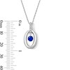 Thumbnail Image 2 of Blue and White Lab-Created Sapphire Oval-Frame Dangle Pendant in Sterling Silver