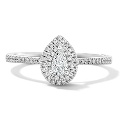 0.33 CT. T.W. Pear-Shaped Canadian Certified Centre Diamond Engagement Ring in 10K White Gold (I/SI2)