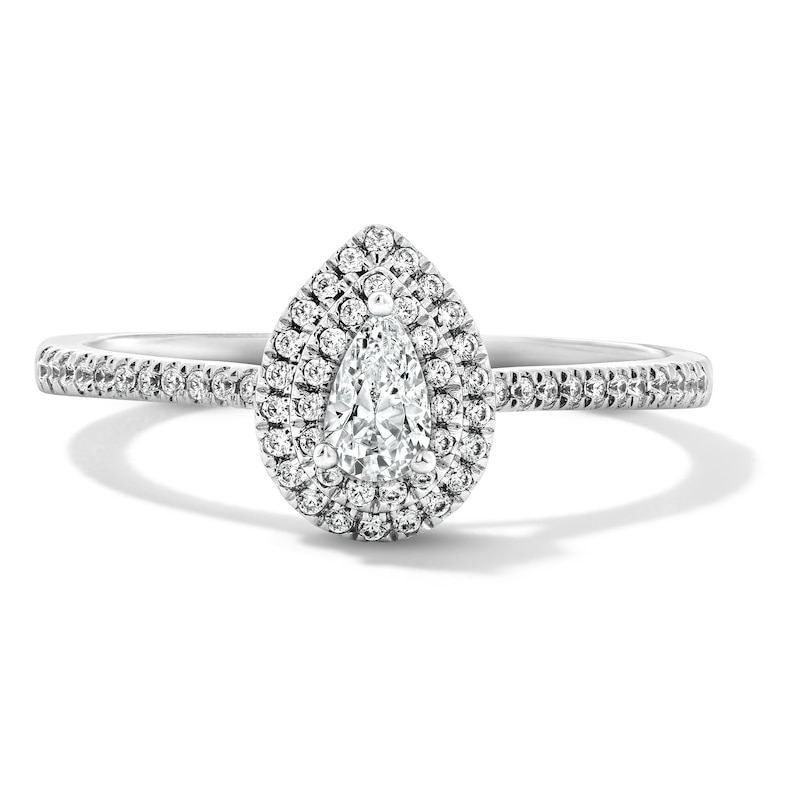 0.33 CT. T.W. Pear-Shaped Canadian Certified Centre Diamond Engagement Ring 10K White Gold (I/SI2)