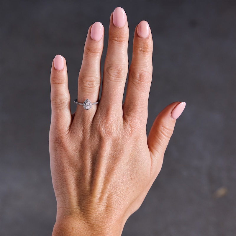 0.33 CT. T.W. Pear-Shaped Canadian Certified Centre Diamond Engagement Ring 10K White Gold (I/SI2)